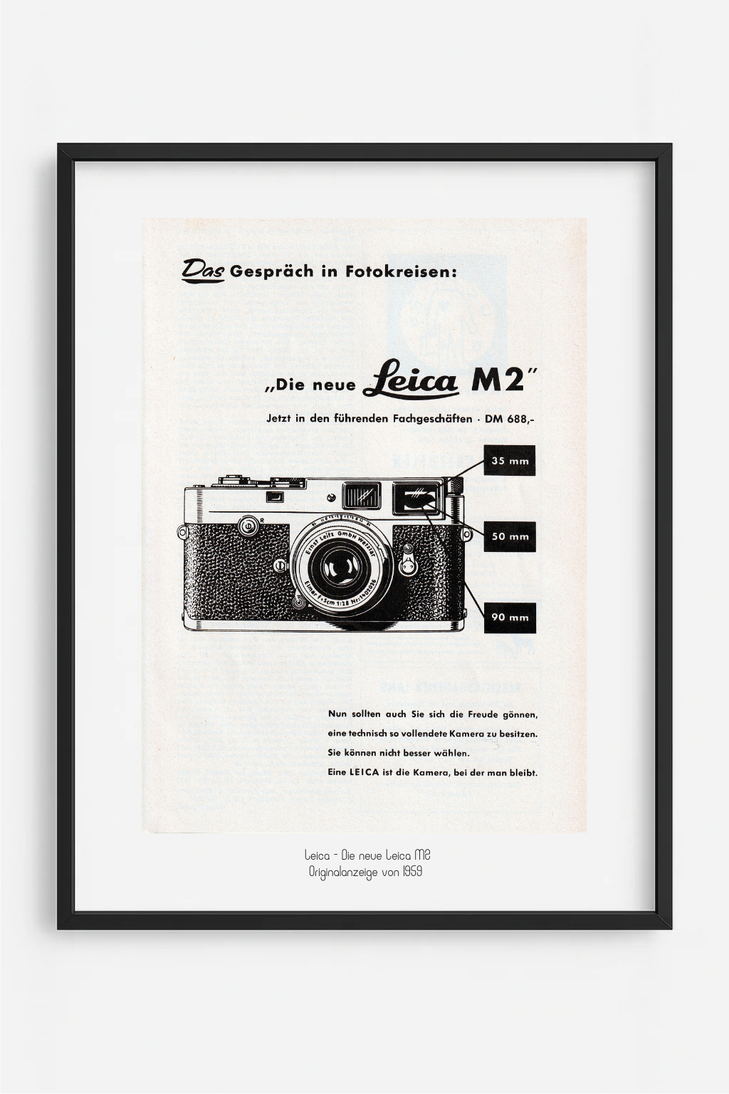 Leica M2 - Die neue Leica M2, Originalanzeige von 1959, Serie: Nr. 3 von 3