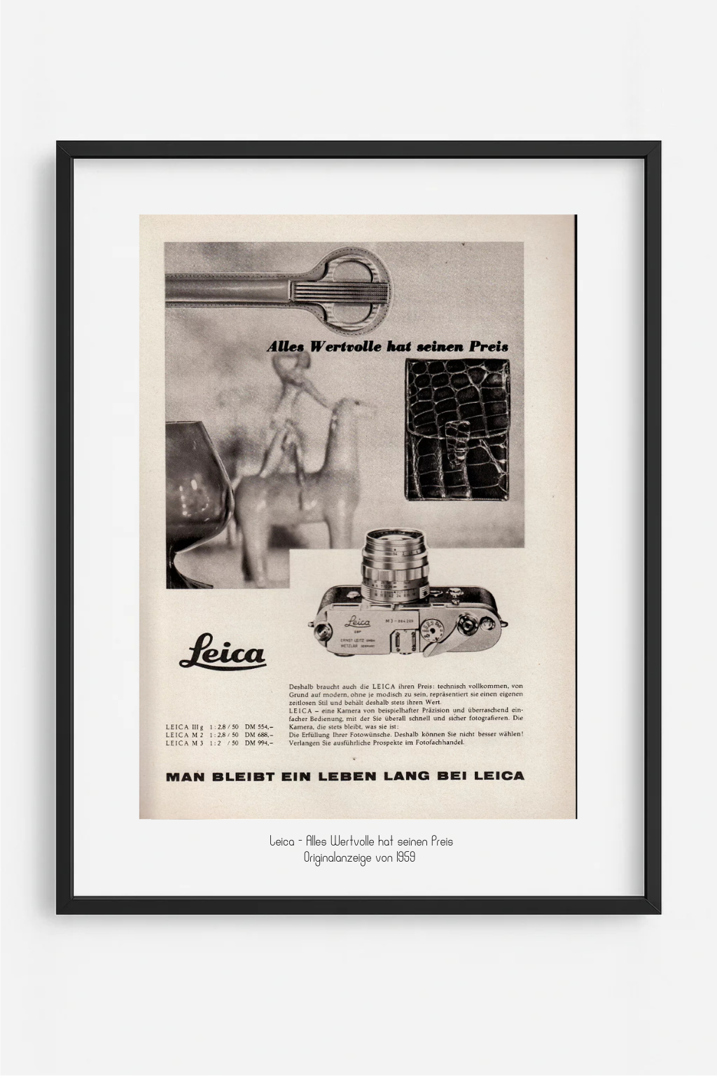Leica M3 - Alles Wertvolle hat seinen Preis, Originalanzeige 1959