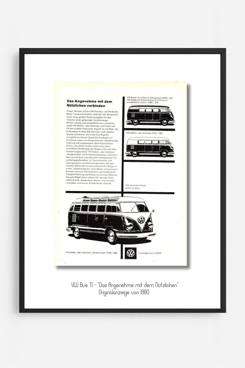 Volkswagen Typ 2 T1 – VW Kleinbus & Kombi | Originalanzeige 1960