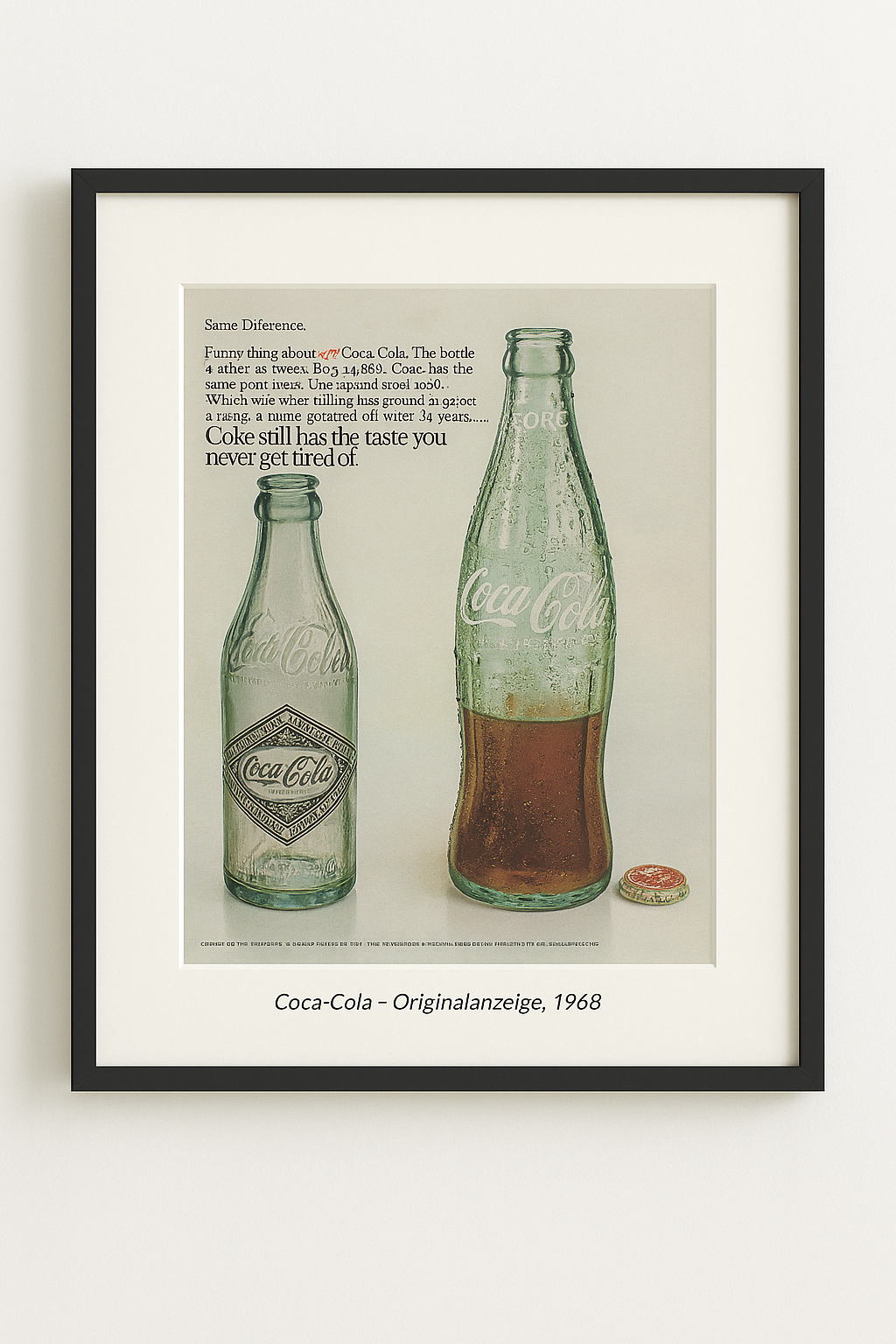 Coca-Cola „Same Difference“ – Originalanzeige, 1968