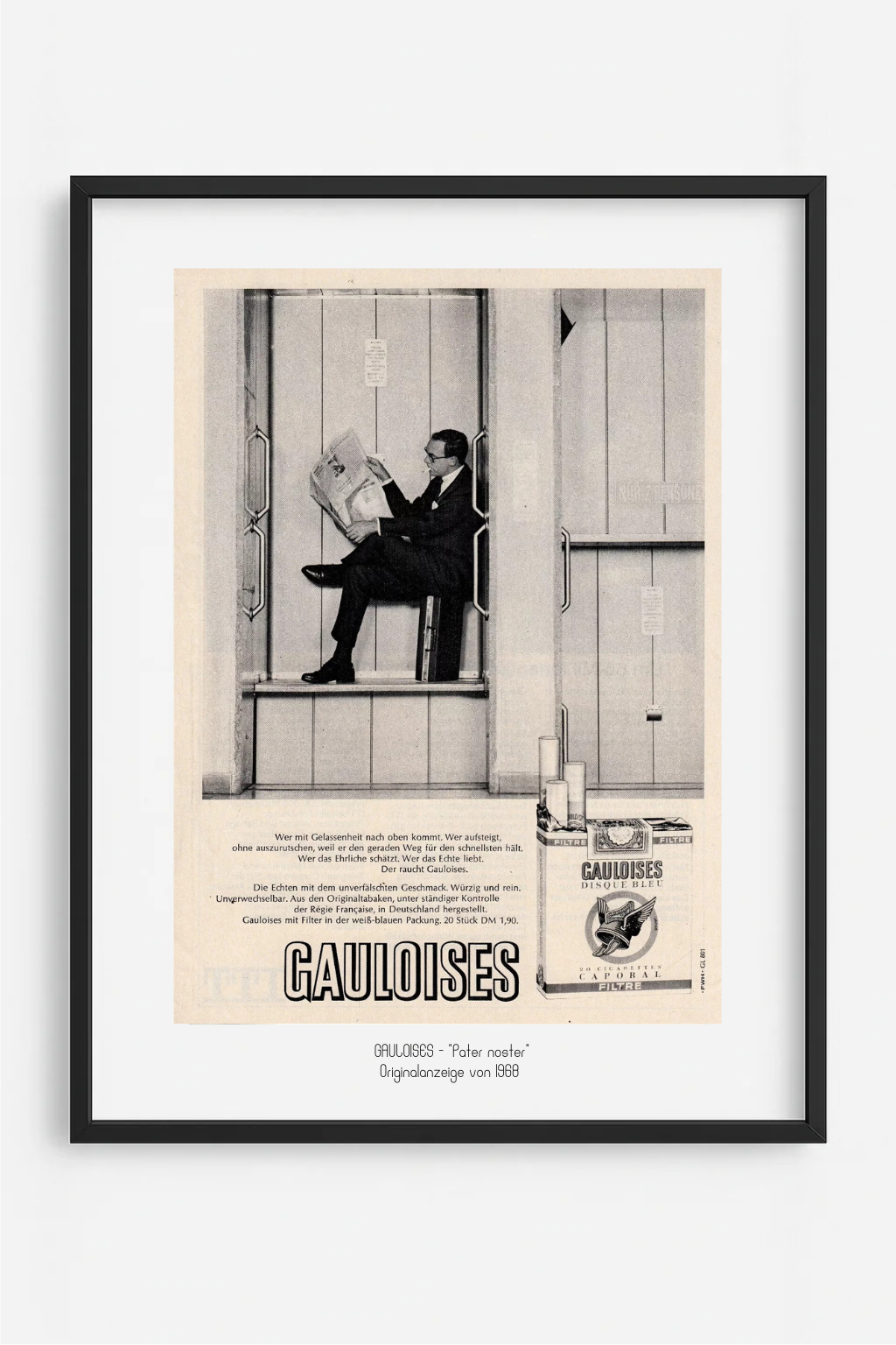 Gauloises - Pater noster, Originalanzeige 1968