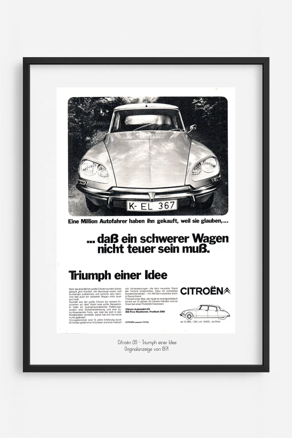 Citroën DS 21 – Triumph einer Idee, Originalanzeige von 1971