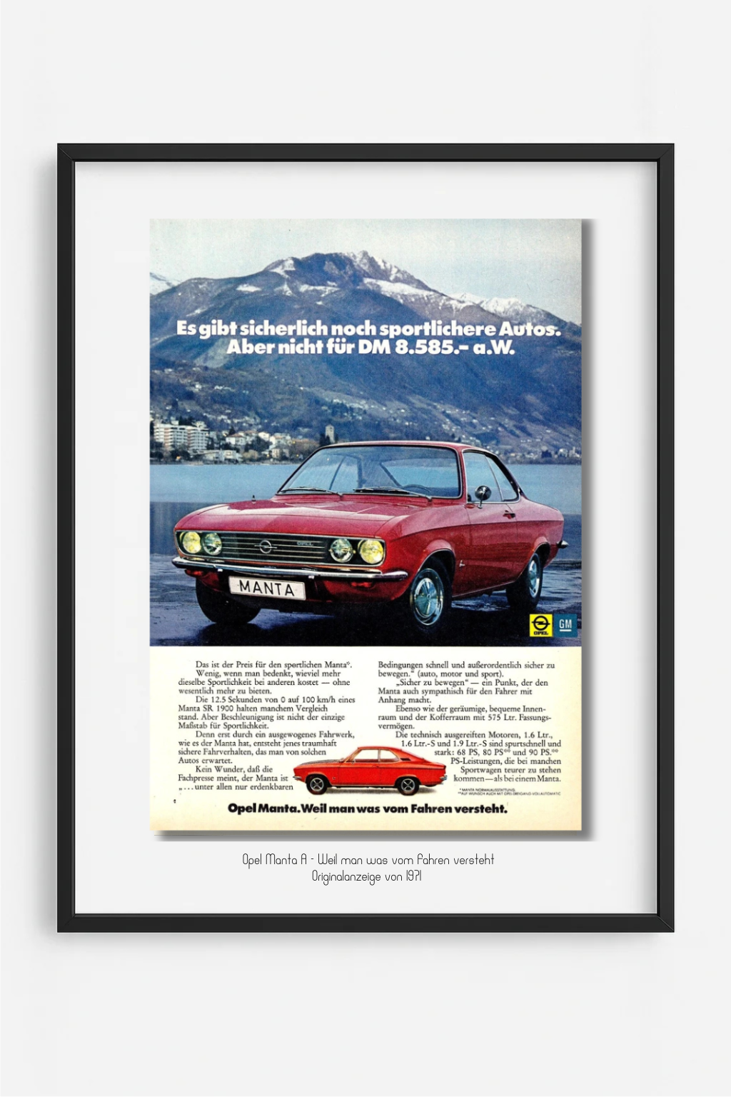 Opel Manta A - Weil man was vom Fahren versteht, Originalanzeige 1971