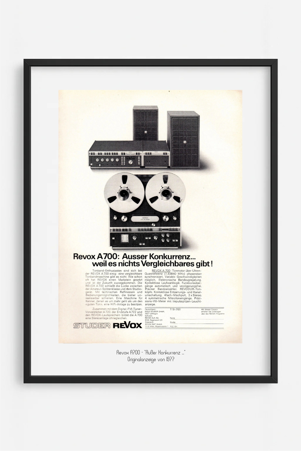Revox A700 – Außer Konkurrenz, Originalanzeige 1975