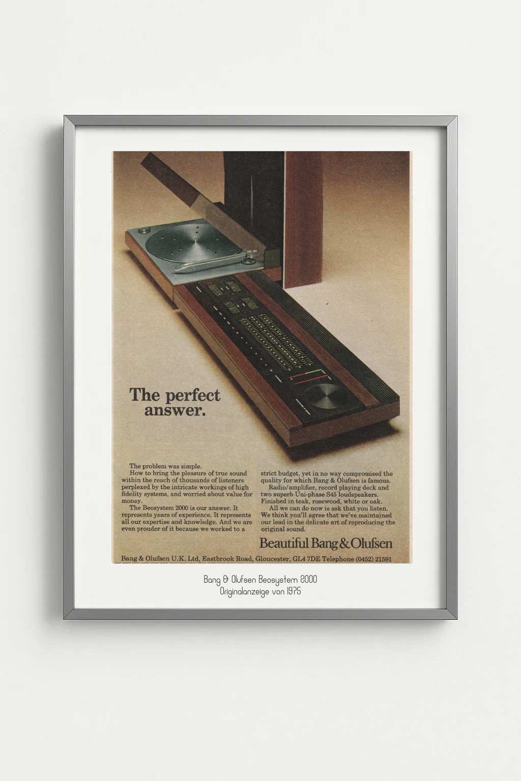 Bang & Olufsen Beosystem 2000 · Originalanzeige 1975 · Signature Edition