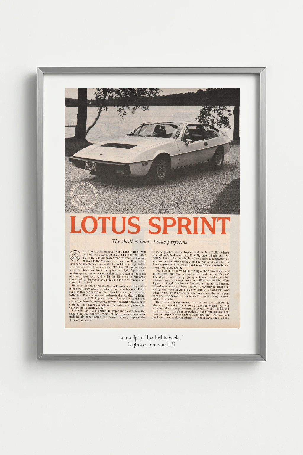 Lotus Sprint – Originalanzeige 1976 – signature.edition