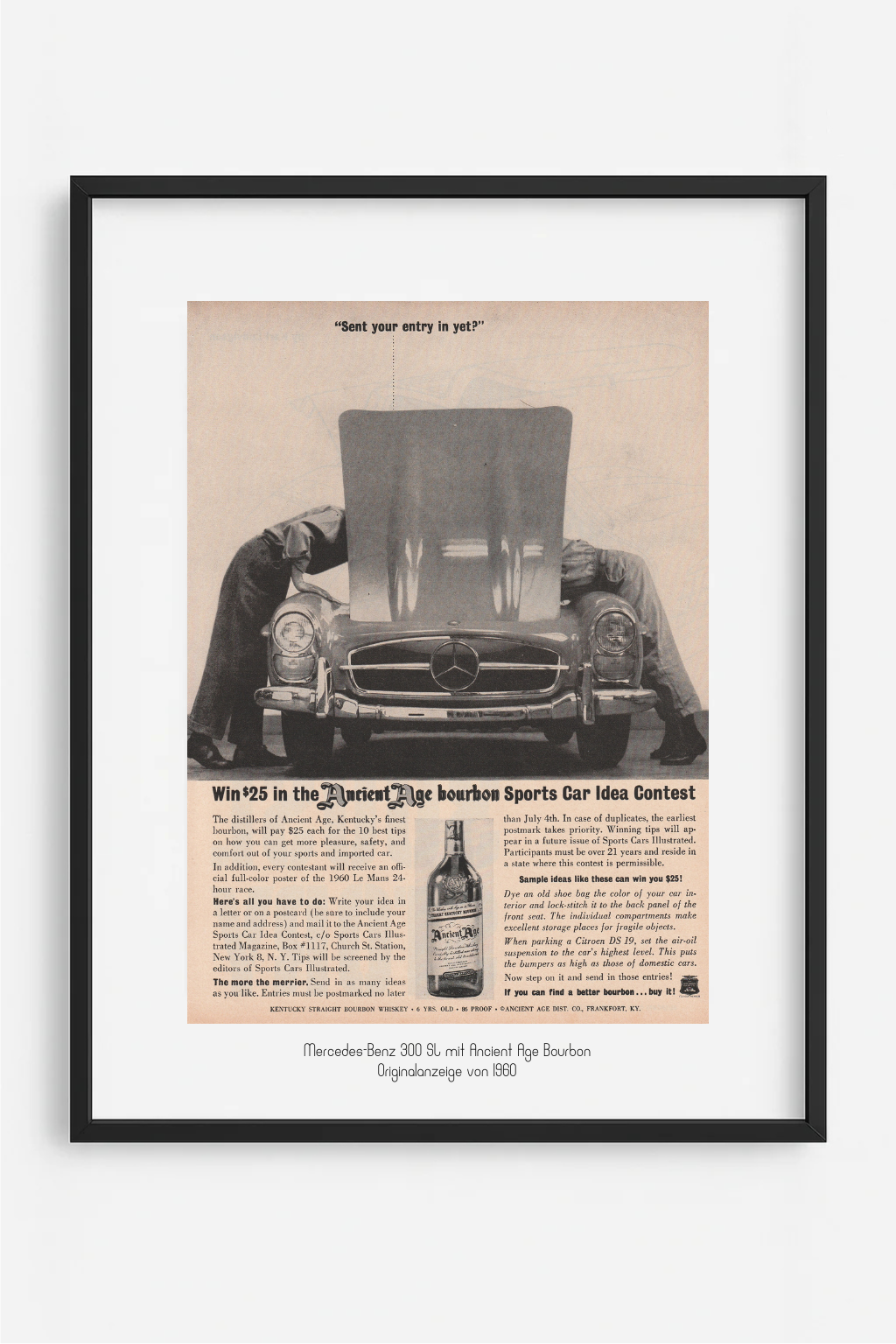 Mercedes-Benz 300 SL · Ancient Age Bourbon · Originalanzeige von 1960