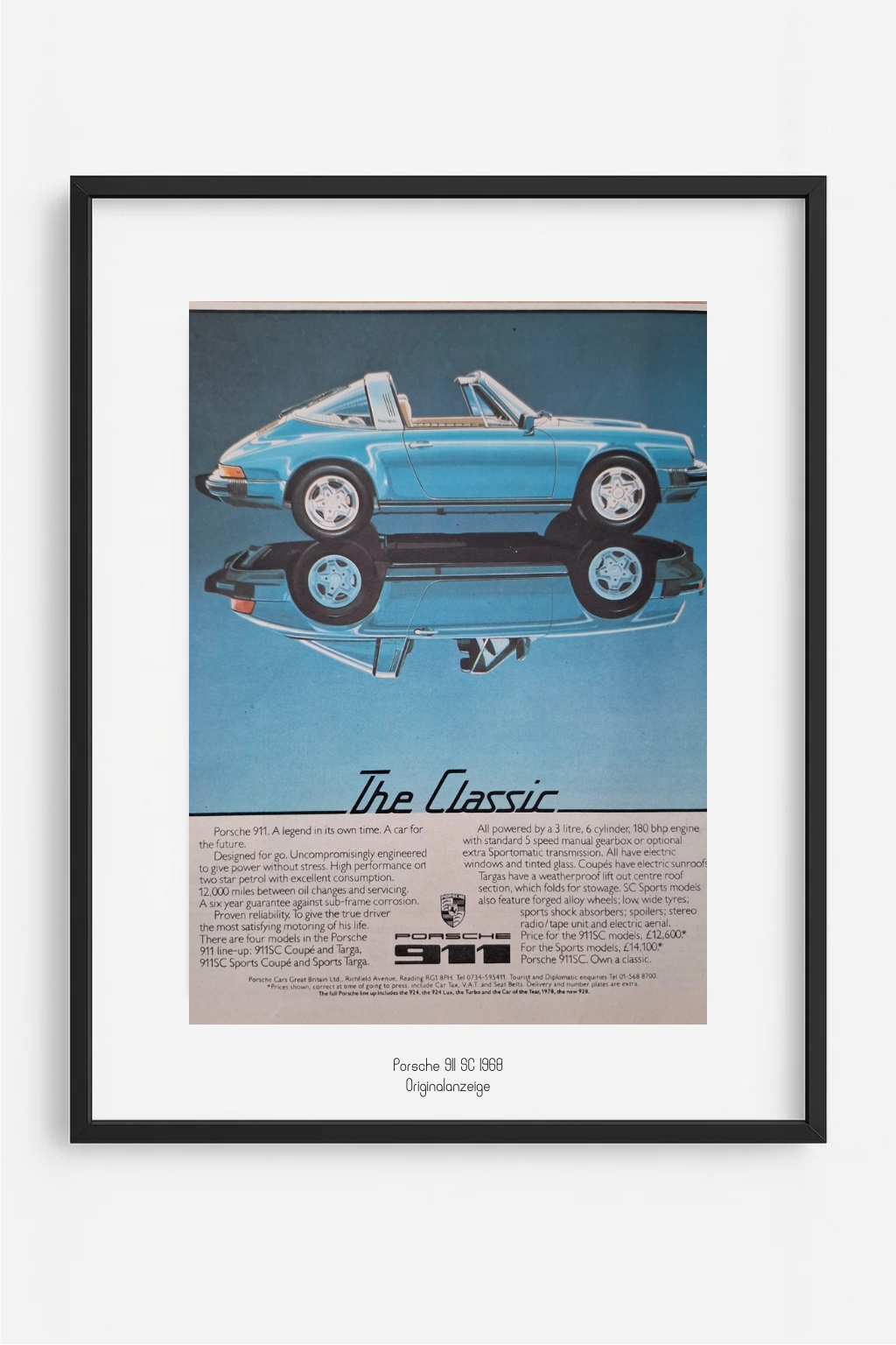 Porsche 911SC Targa – Originalanzeige 1978 – “The Classic” – signature.edition – archive.frame
