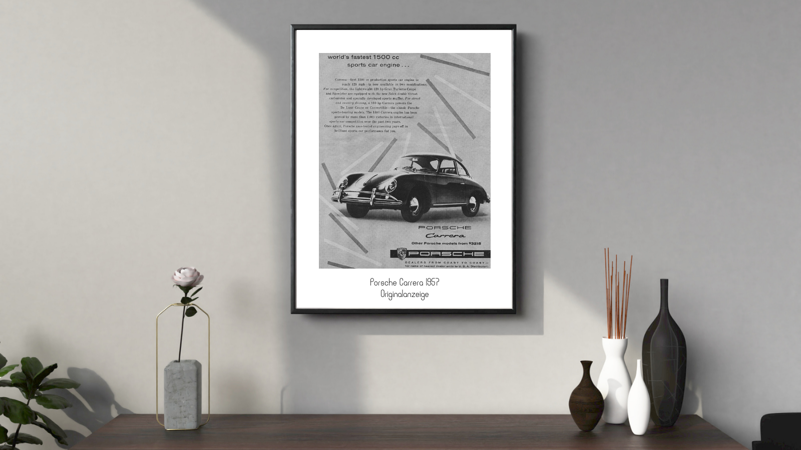 Porsche Carrera 356A – Originalanzeige 1957 · Hoffmann-Porsche NYC · premium.edition