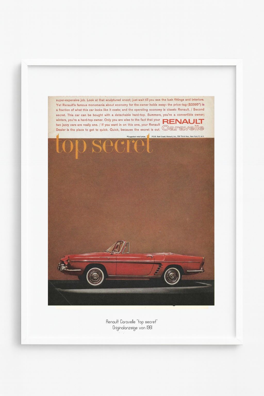 Renault Caravelle – Originalanzeige von 1961 – premium.edition