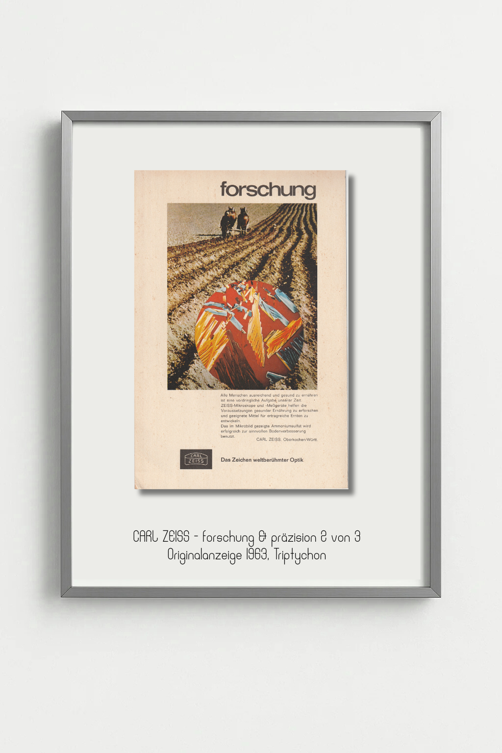 CARL ZEISS – forschung & präzision, Triptychon, 1963, Original-Exponat 2 von 3