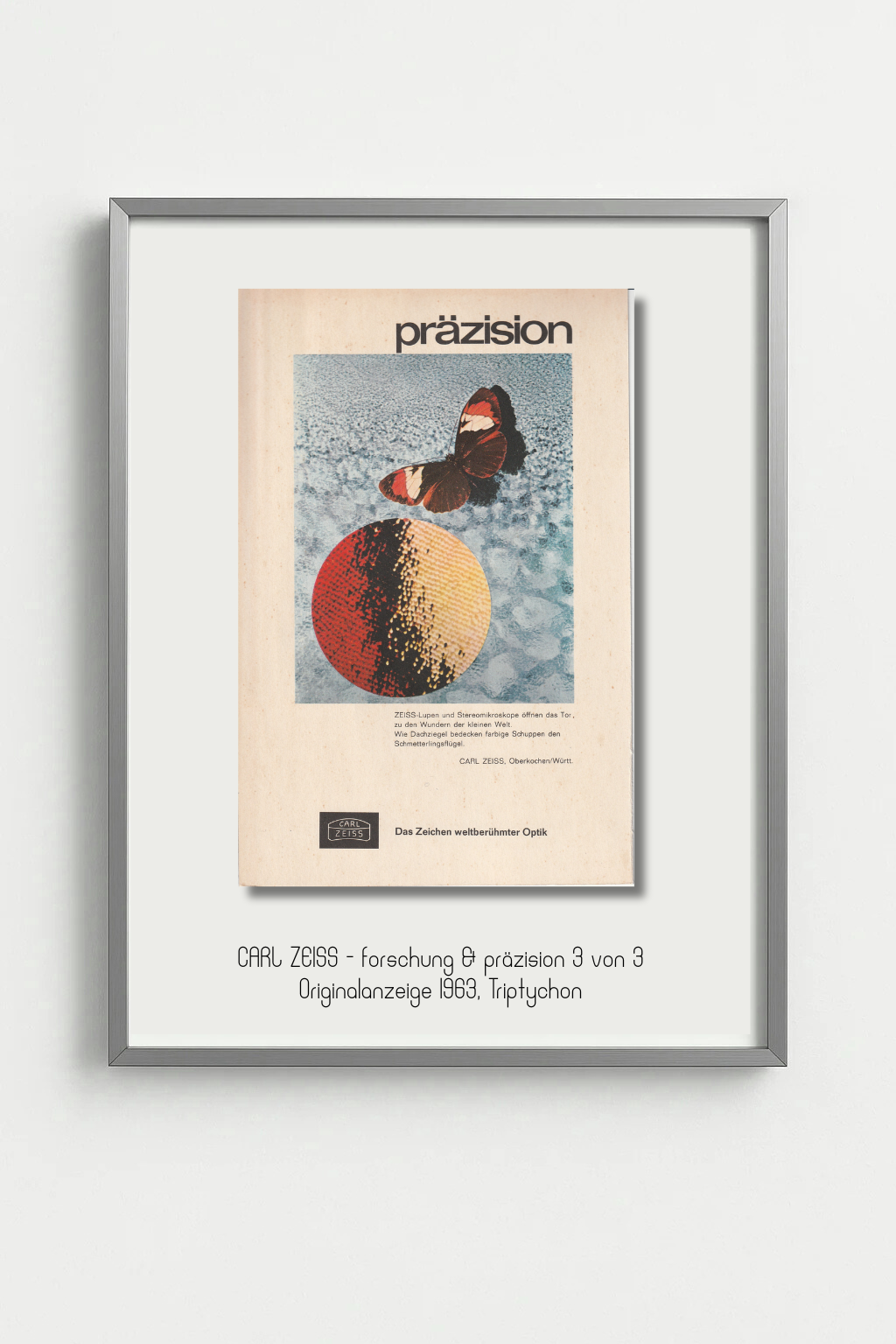 CARL ZEISS – forschung & präzision, Triptychon, 1963, Original-Exponat 3 von 3