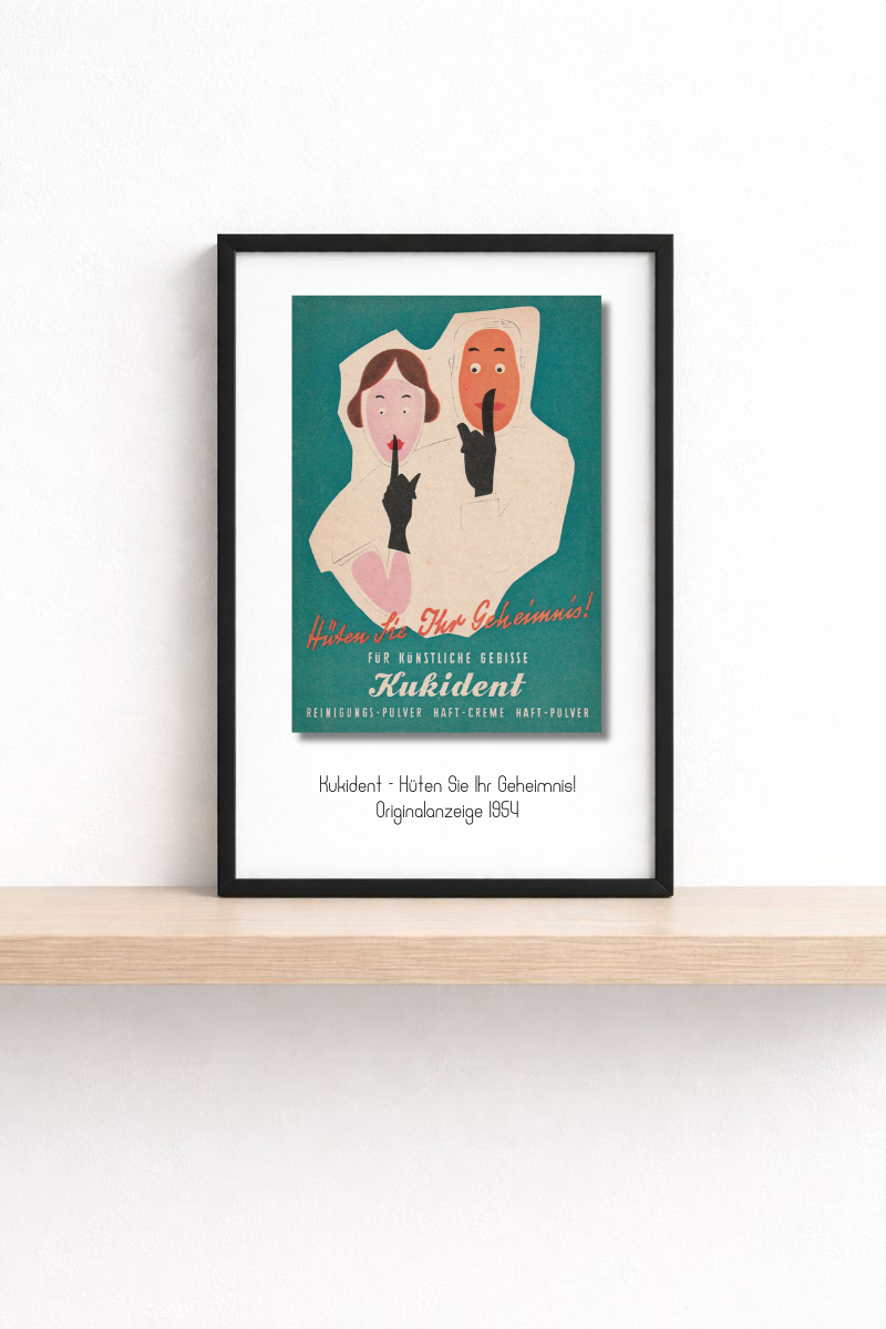 Kukident · Hüten Sie Ihr Geheimnis! · 1954 · Originalanzeige (mini.series 13 × 18)