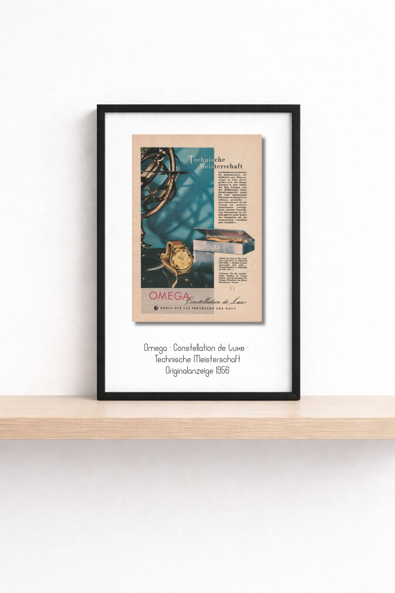 Omega · Constellation de Luxe · Technische Meisterschaft · 1956 · Originalanzeige (mini.series 13 × 18)