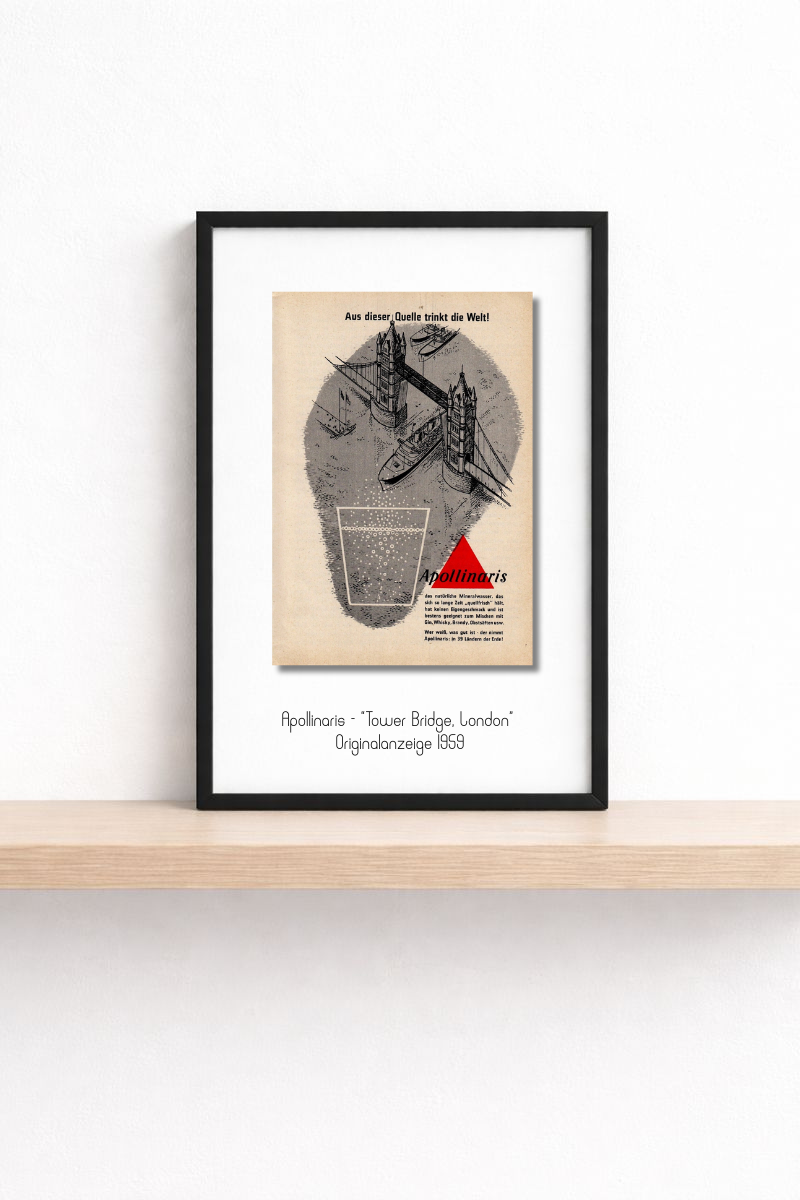Apollinaris "Tower Bridge, London", Originalanzeige 1959, mini.series