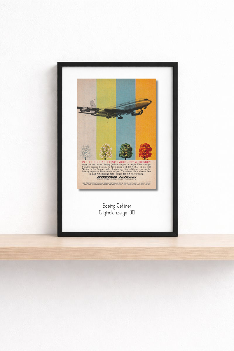 Boeing · Jetliner · Ferien sind an keine Jahreszeit gebunden · 1961 · Originalanzeige (mini.series 13 × 18)