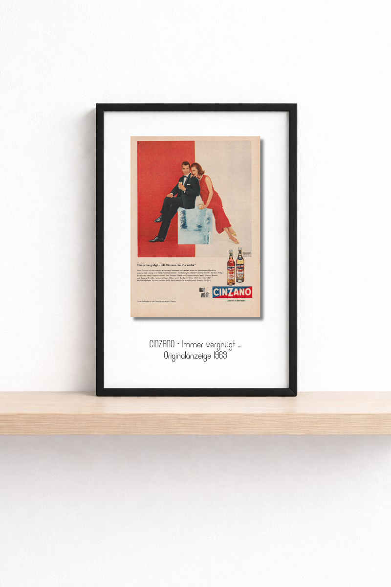 Cinzano · On the rocks · Immer vergnügt · 1963 · Originalanzeige (mini.series 13 × 18)