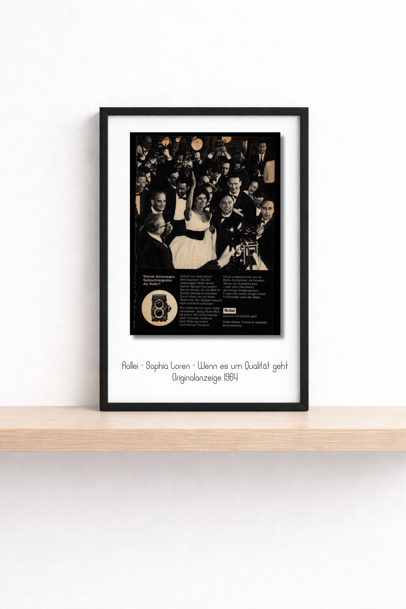 Rollei · Wenn es um Qualität geht, Sophia Loren · 1964 · Originalanzeige (mini.series 13 × 18)